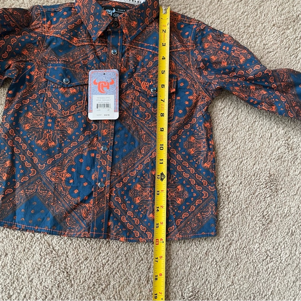 Cowboy Hardware NWT Western Shirt 3T Boys Tod Bandana Paisley Print Pearl Snap - Picture 10 of 10